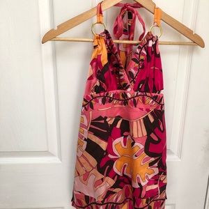 Coral reversible Bebe halter top